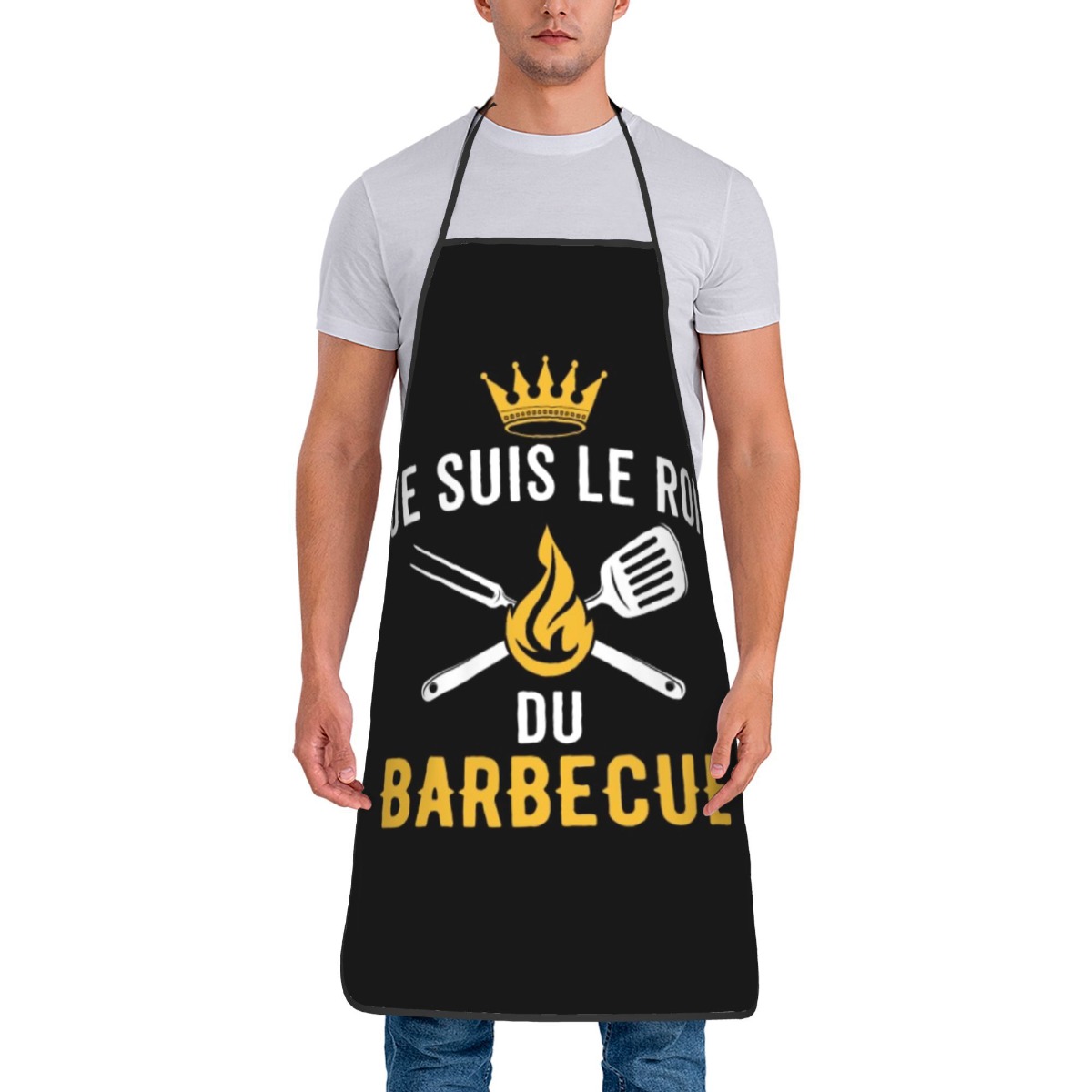 TEMU Tablier de cuisine unisexe pour de barbecue, avec slogans français et d'outils de grillade – un tablier de chef durable convenant aux hommes et