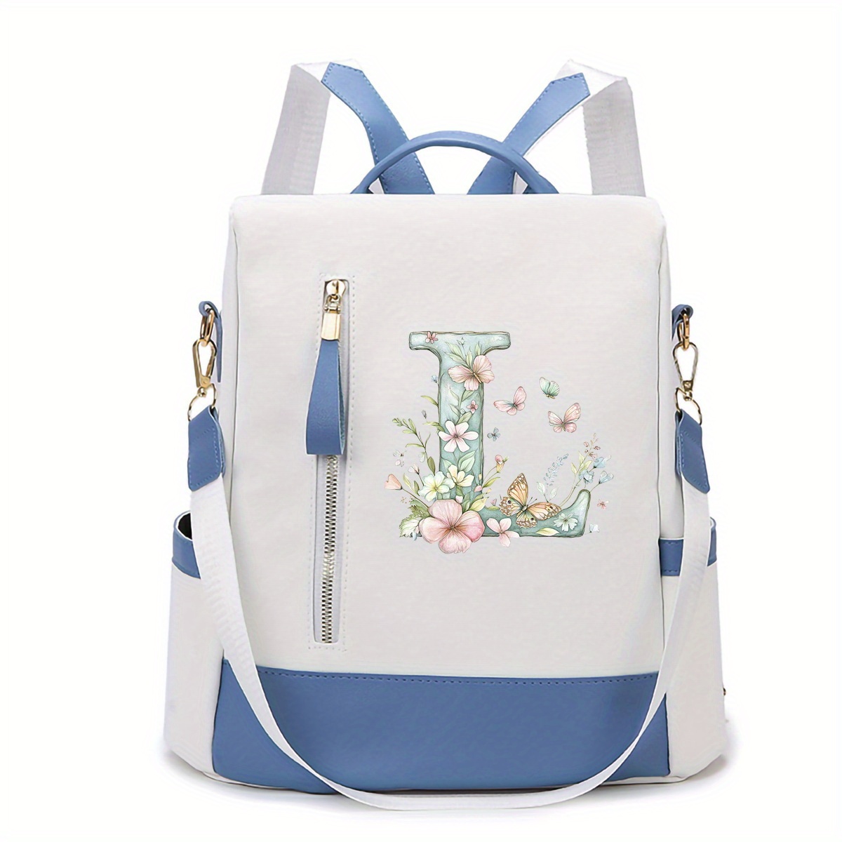 E-shop Valentinstag Edition: 1 Stück Neu aufgewerteter modischer Reise-Casual-Rucksack, Unisex, Blumen-Buchstaben-Design, Diebstahlsicherer