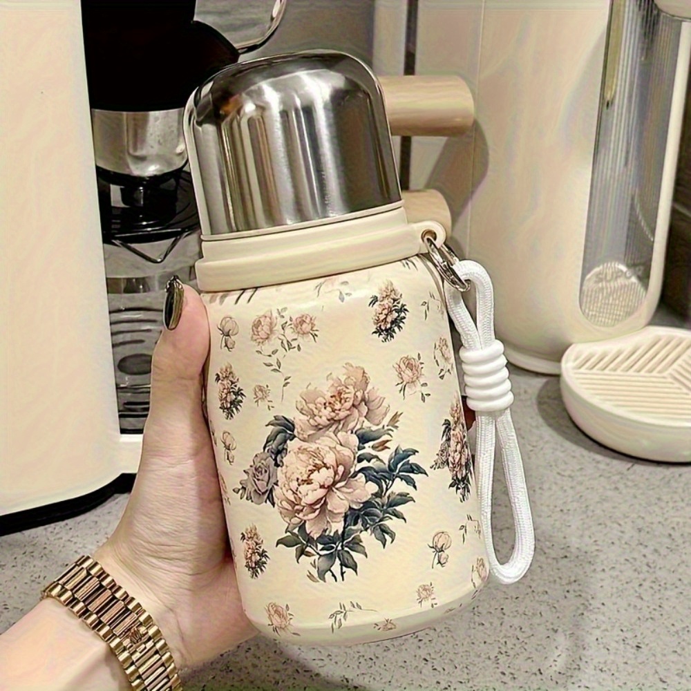 TEMU Ins Cute Travel Camping Water Bottle Retro Bottle Leisure Outdoor 1pc