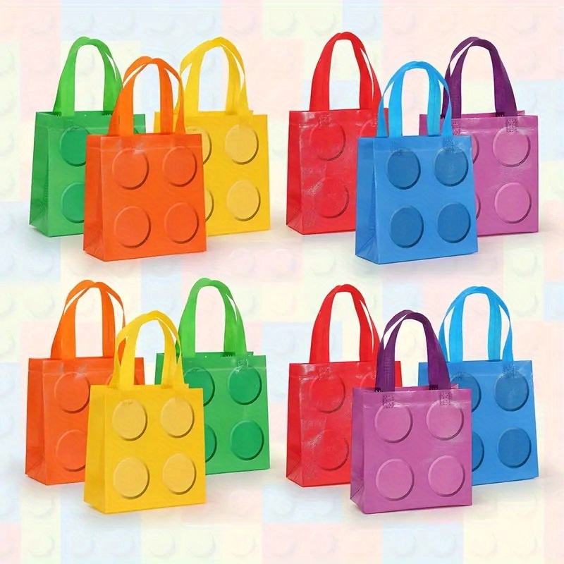 

12pcs Vibrant Tote Bags, Non-woven Fabric - Party Favor & Gift Bags For Birthdays, Graduations, Easter, & Father's Day - With Handles, Small Gift Bags