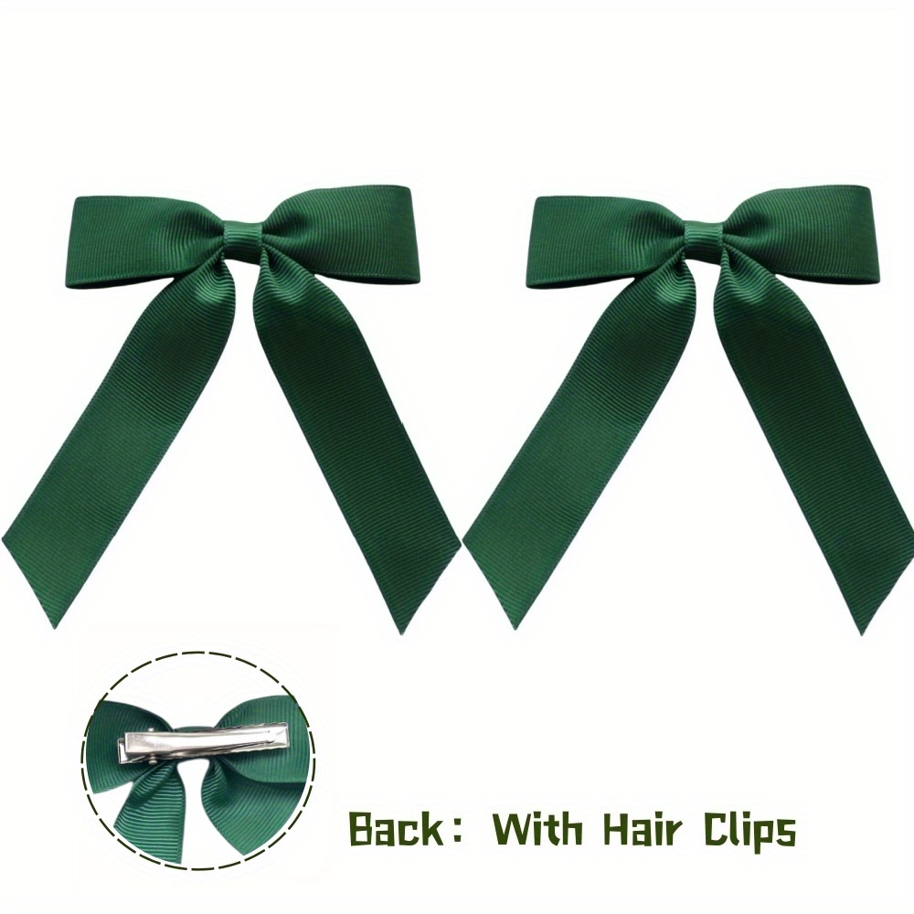 2pcs Solid Color Bow Short Tassel Hair Clip Set