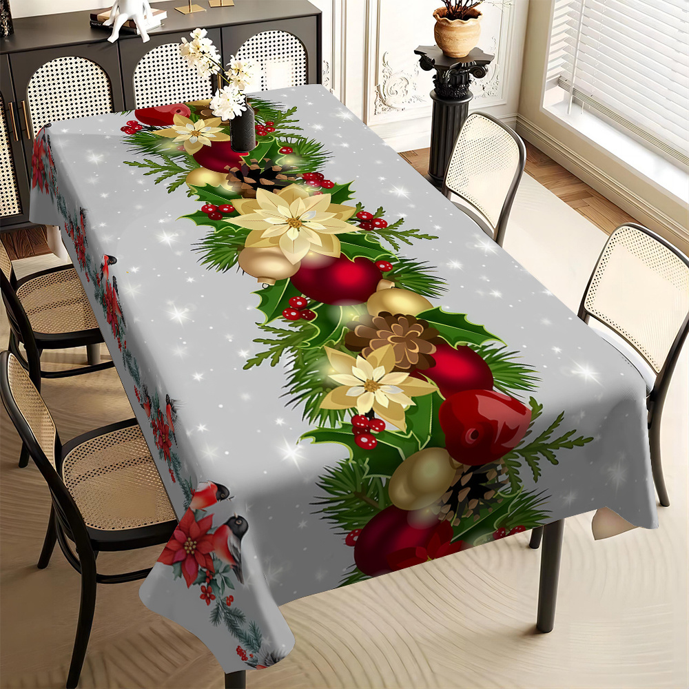 

Jit1pc Christmas Printed Tablecloth And Oil- Dining Table Cloth -scalding And -insulating Table Cloth Layout Tablecloth