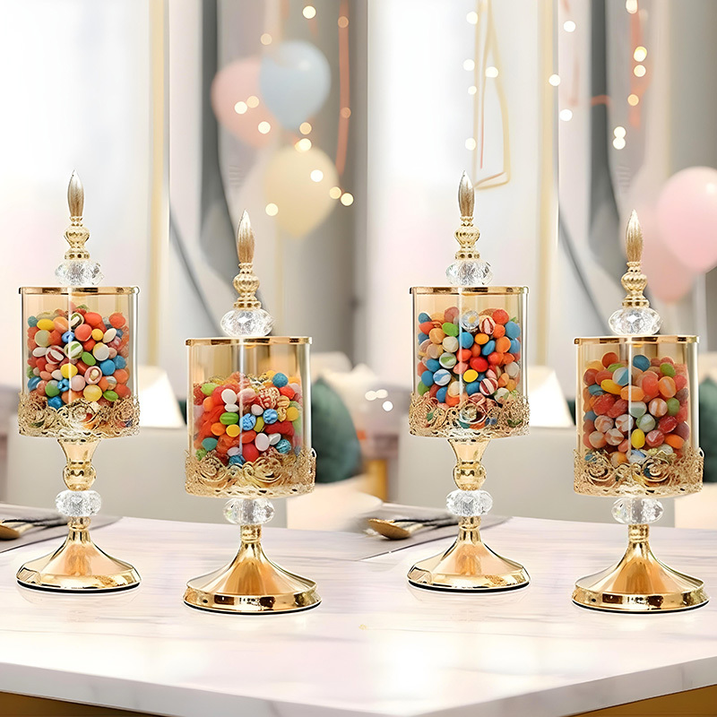 4pcs Retro Style Glass Jar Set With Lids, Storage Jars, Candy Storage Jars, Kitchen Storage Containers, Suitable For Valentine's Day, Wedding Decorations, And Indoor Outdoor Party Candy Displays