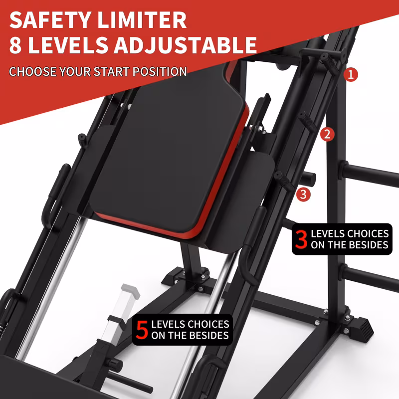 leg press squat machine adjustable leg machine lower body special leg machine squat leg press combo with 11 13 shoulder width 3 level safety stops calf block for home gyms Product details 4