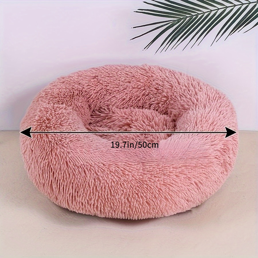 TEMU 1 stuks Comfortabel Gestreept Pluche Huisdierbed, Geschikt voor Katten en Kleine Honden - Warm Diepe Ronde Nest met Vulling, Grijs