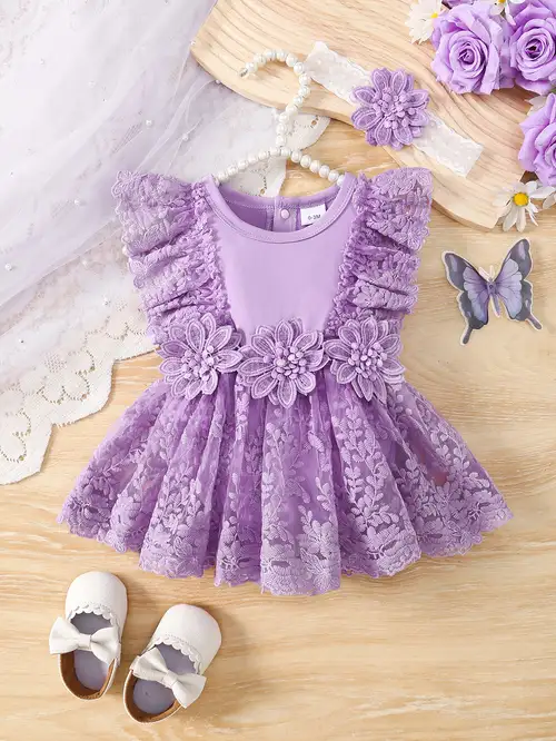 purple dress for baby girl Baby Girl Fluffy Dress Purple Sequins Toddler Birthday Princess Dre marryshe