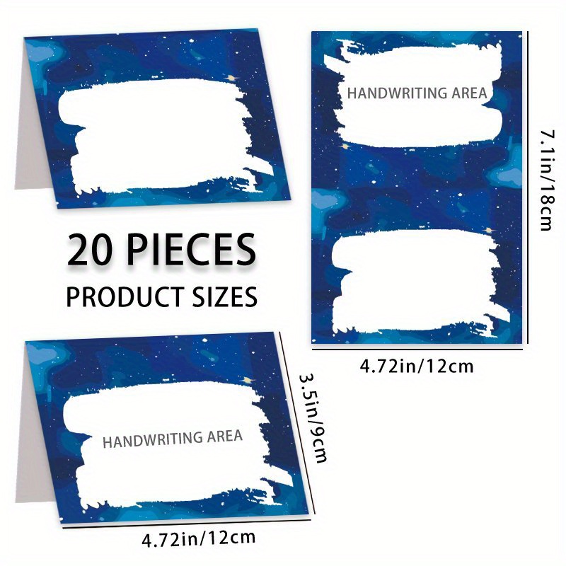 TEMU 20pcs Themed Blank Table Cards - Space Cartoon Design, Ideal For Birthdays, Parties, Graduations, And More, Folding Seating Arrangement,