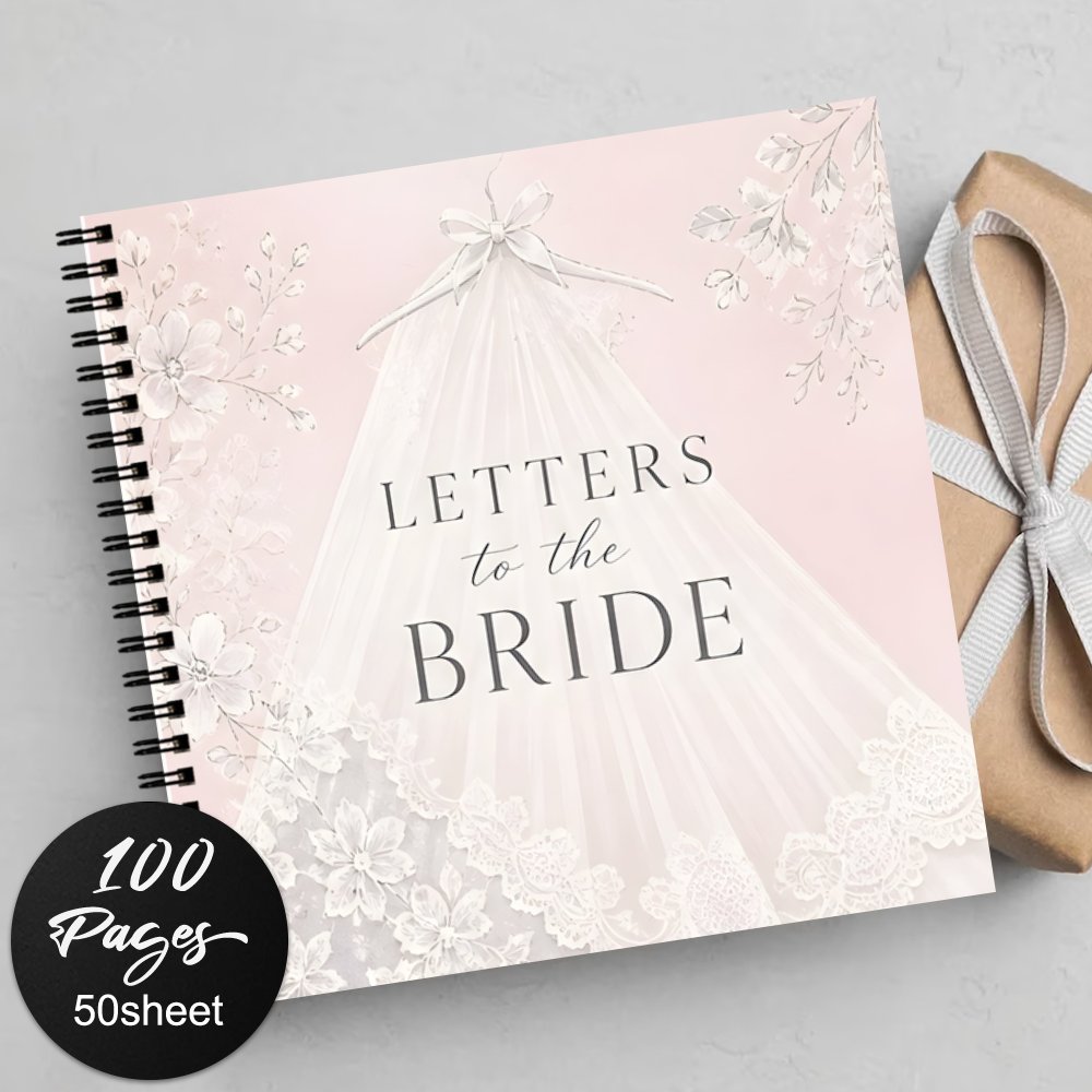 TEMU 1pc Italian Wedding Guestbook Suitable For Weddings, Bridal Showers & Receptions - Letters To The Bride Book With Signature Pages, Wedding Dress