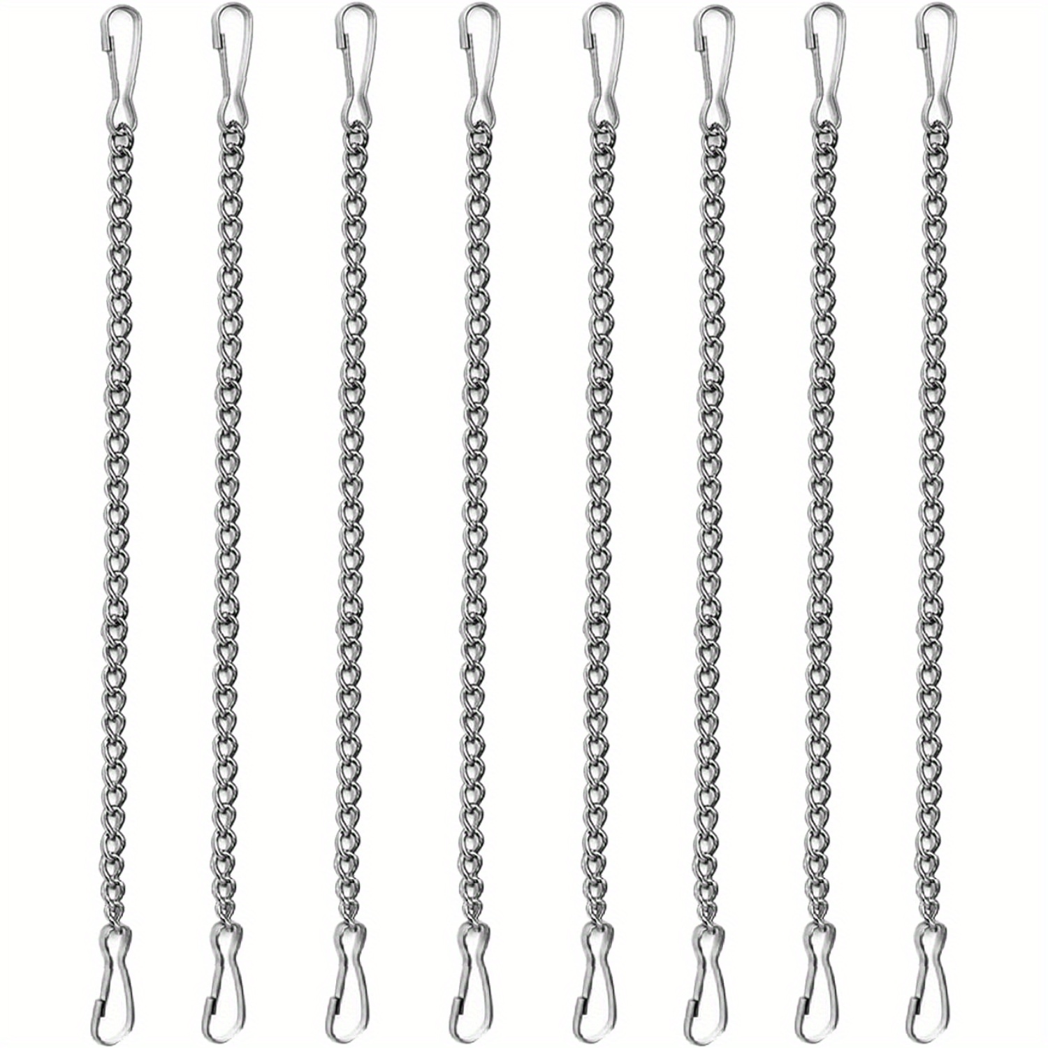 Image of 8pcs 20 Inch Stainless Steel Hanging Chains For Stained Glass Panels- Silvery 304 Decorative Chains For Suncatcher Crystals, Window Art& Outdoor Decor