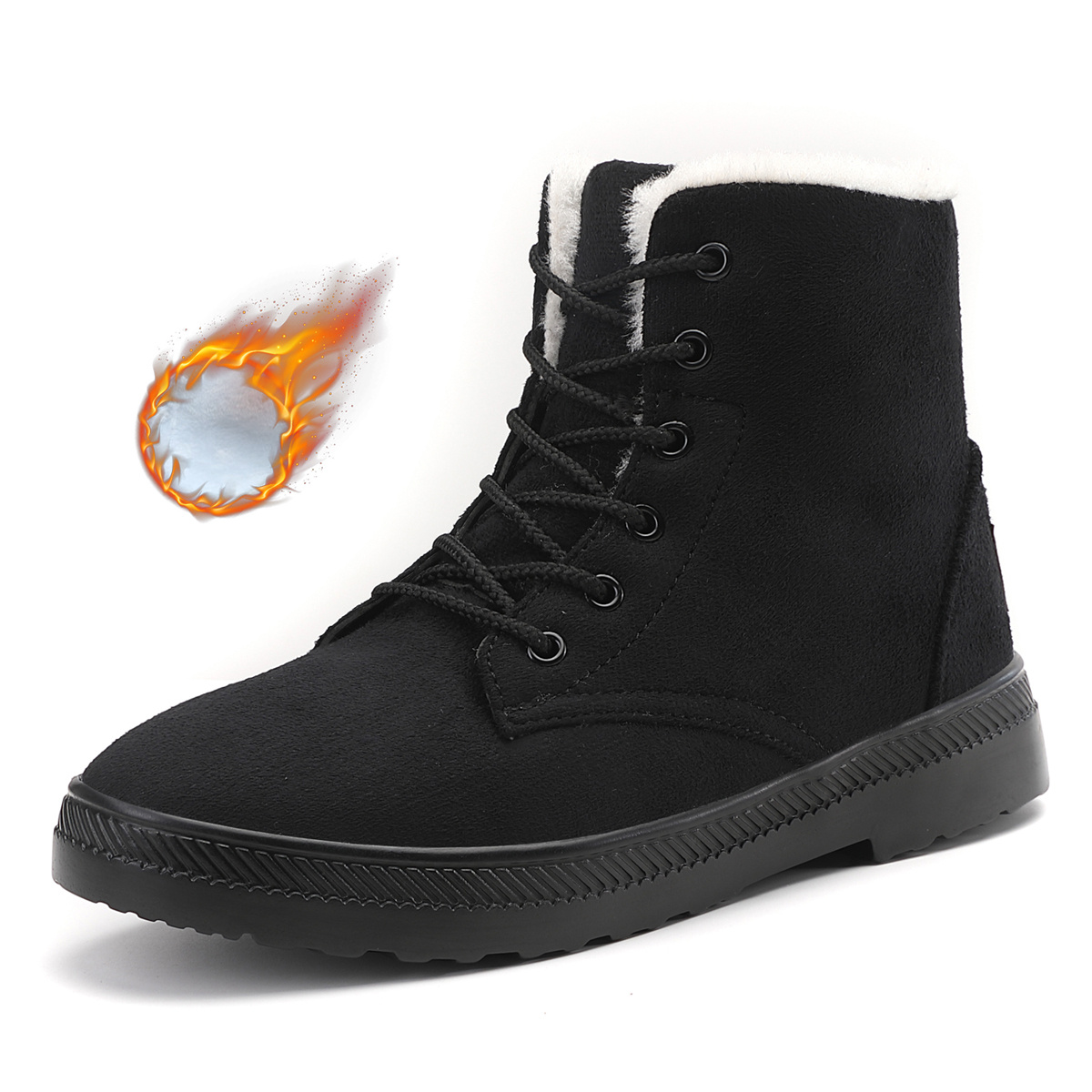 Image of Women's Winter Warm Snow Boots Soft Lightweight Non-slip Casual Shoes Comfortable Fleece Lined Outdoor Wear Ladies Thermal Ankle Boots