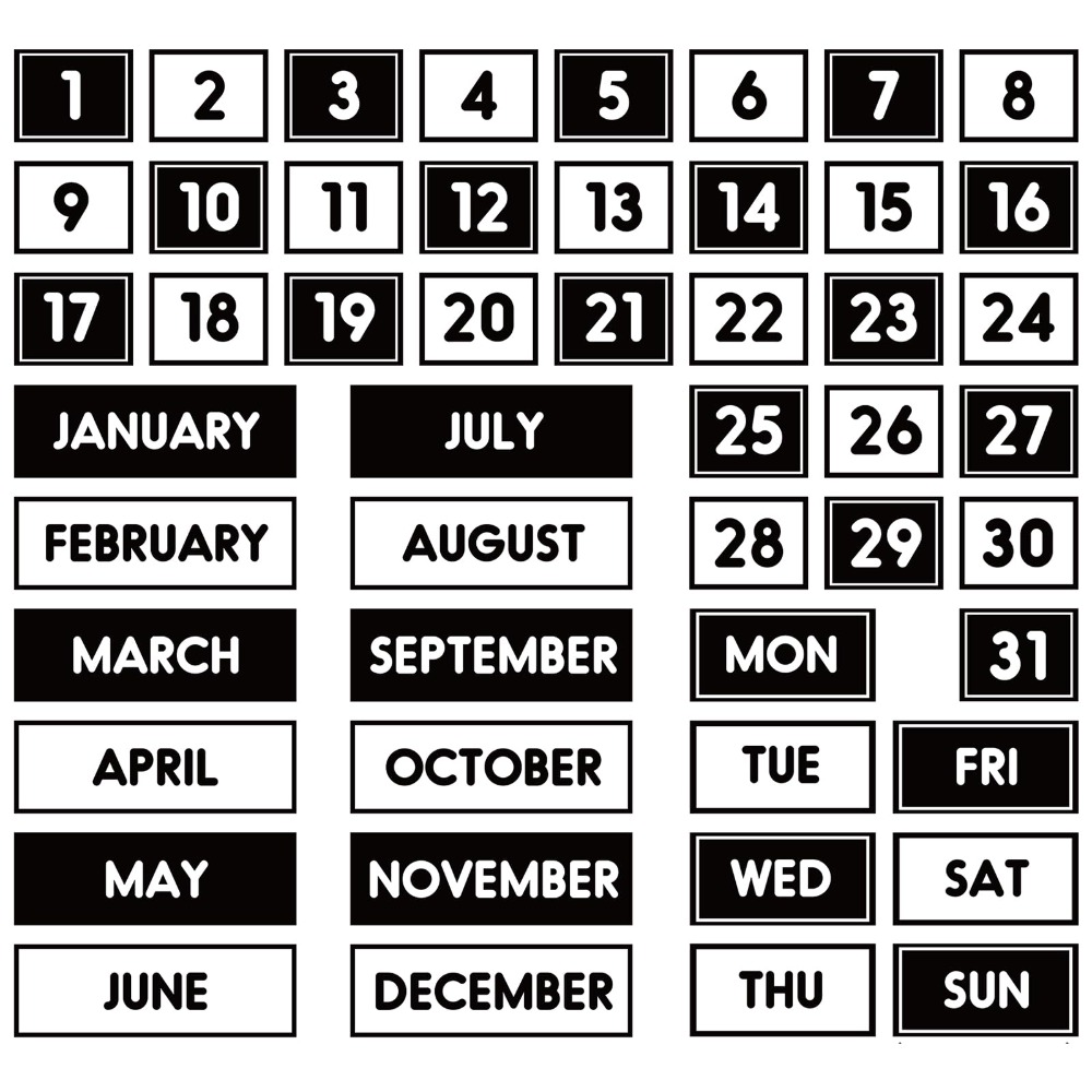 TEMU 50pcs Set Magnetic Calendar Stickers, Monthly Weekday Number Magnetic Tiles, Refrigerator Whiteboard Date Markers, Back-to-school Home Office