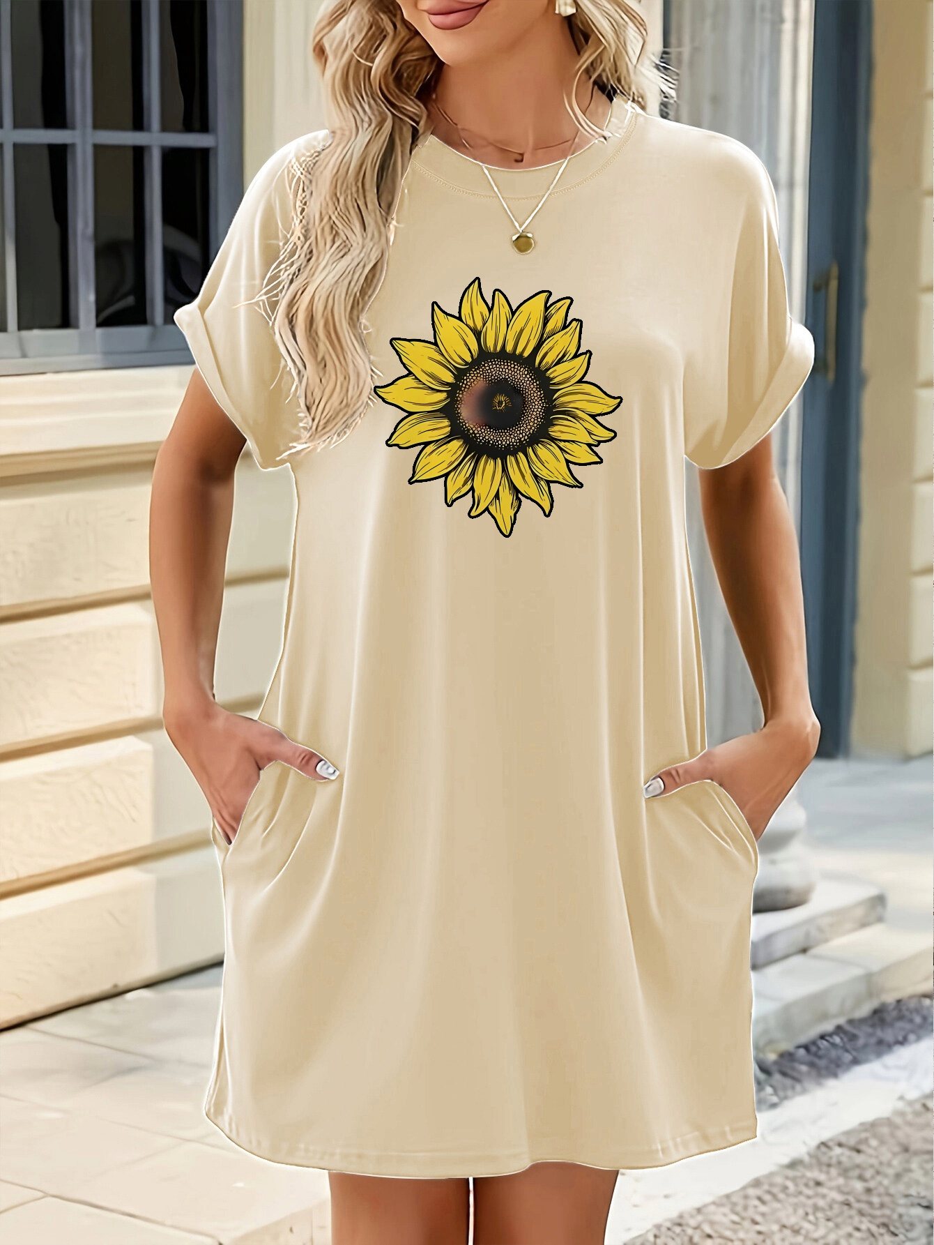 vestido camiseta casual mujer estampado manga corta Temu