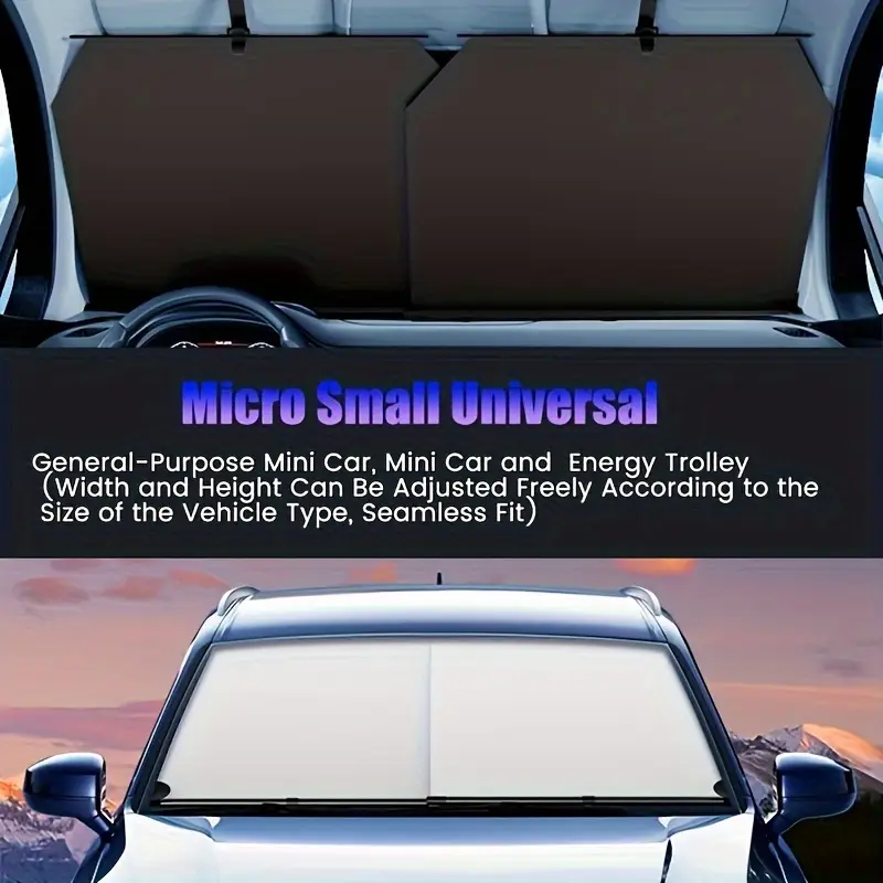 automatic retractable front windshield sunshade heat resistant car accessory with durable fabric glare reduction privacy shade for all vehicles sun protection driving seamless interior heatresistant fabric material drivers details 4