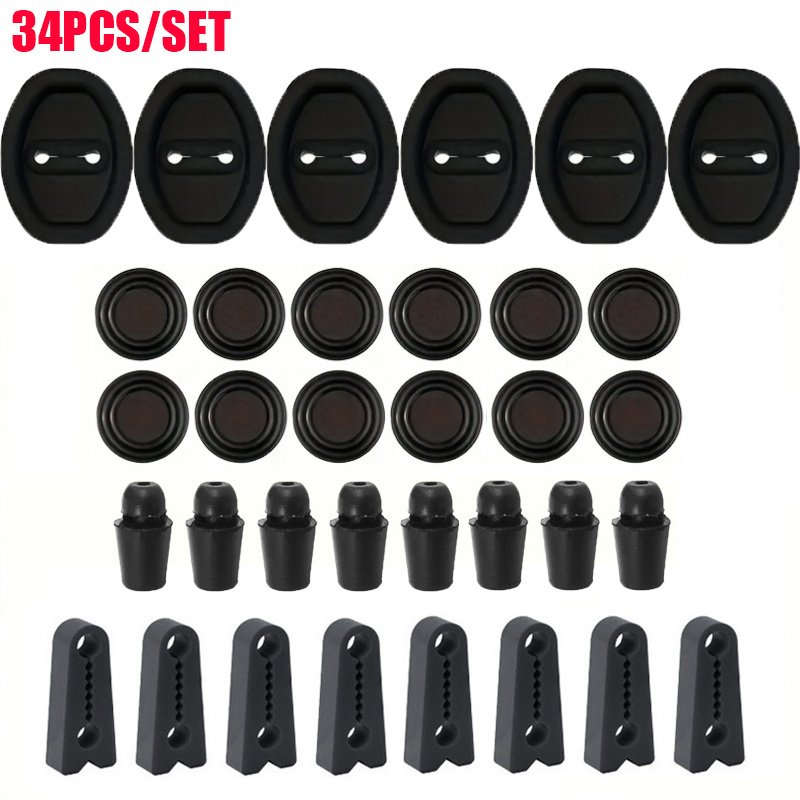 TEMU 34pcs Set: 6 Door Lock Protectors And 12 Shock Absorber Pads And 8 Door Protection Pads And 8 Door Lock Noise Reduction Pads; Each Lock Is