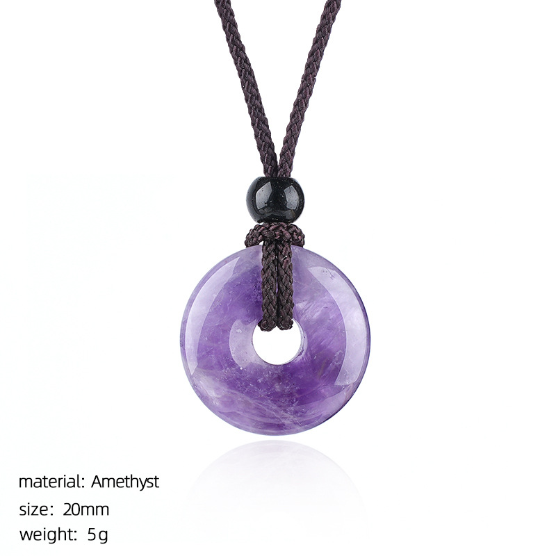 Natural Stone Carved Chinese Safety Knot Pendant Necklace
