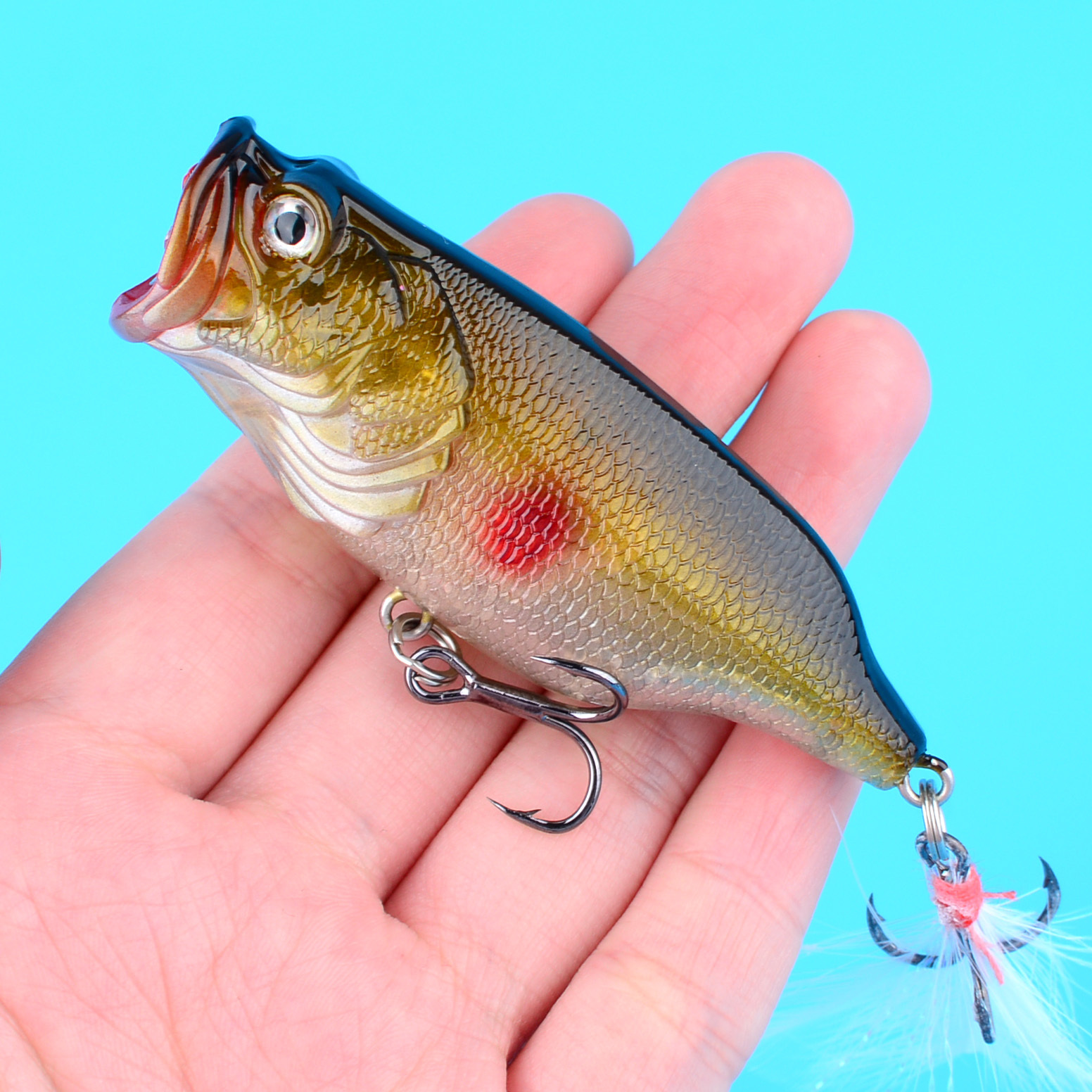 TEMU 1pc Fishing Lures Popper Artificial Swimbait Crankbait Fish Pesca Tackle Hook Carp Fishing Additions Gear