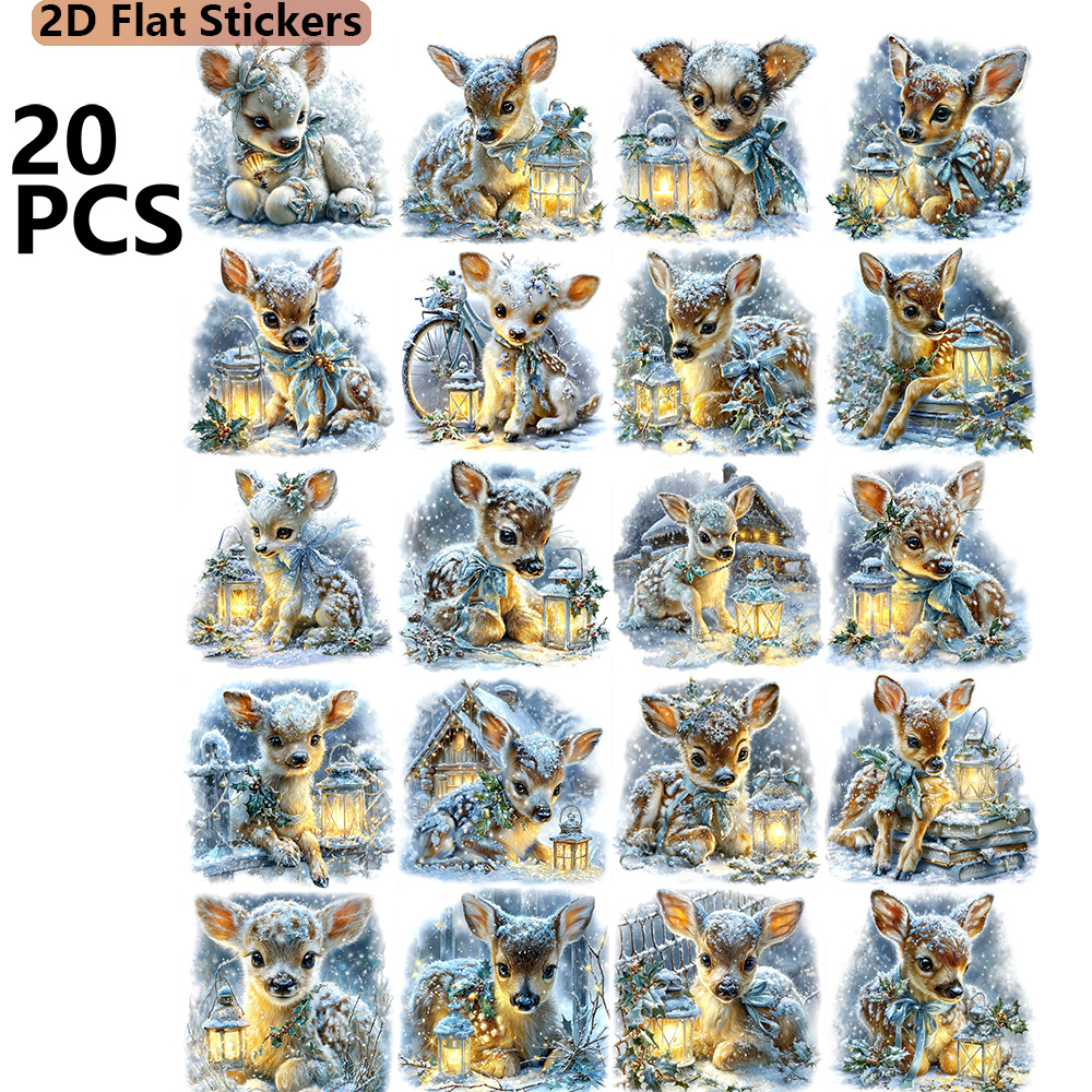 TEMU 20pcs Handmade Retro Deer Theme Stickers, Is Plane 2d Stickers, Aesthetic Decoration Decals Crafts Scrapbooking Travel Luggage Laptop Notebook