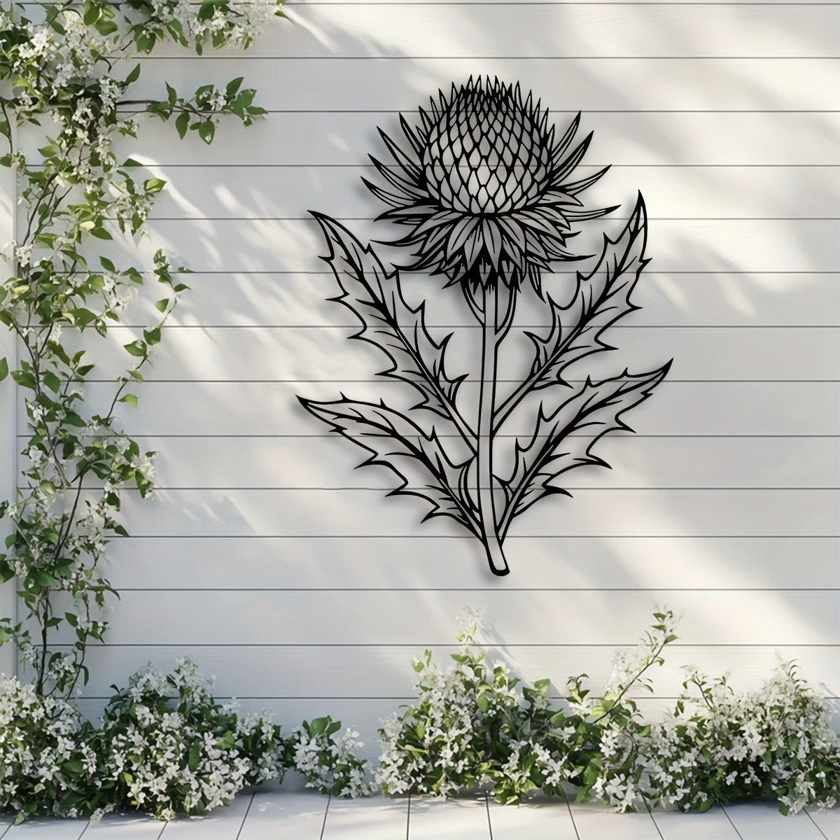 

Elegant Scottish Floral Metal Wall Art - 11.8"x15.7" Iron Wire Thorn Flower Decor, Indoor/outdoor, Home, Patio, Balcony - Ideal Housewarming Or Day Gift