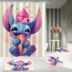 1 4pcs with ice cream from pattern shower curtain set shower curtain with 6 12 hooks non slip bath rug u shape mat toilet lid cover pad home decor bathroom full set bathroom accessories gifts gifts for family