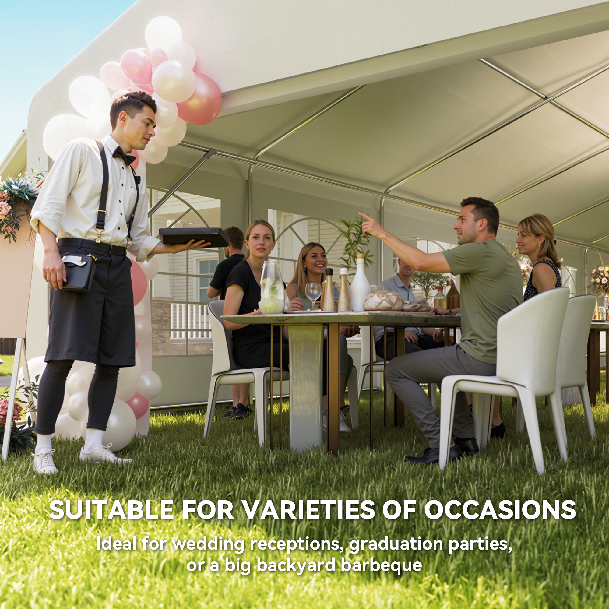 23 x 39 large outdoor carport canopy party tent with removable protective   windows white Product details 2