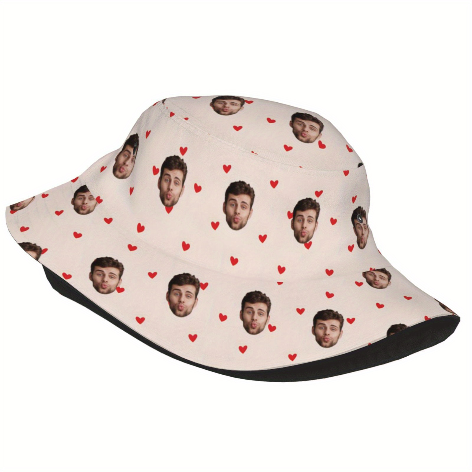 E-shop Personalisierbarer Gesichts-Bucket-Hut für Damen und Herren, personalisierter Sommer-Sonnenhut mit Foto, ideal als Geschenk zum Valentinstag und