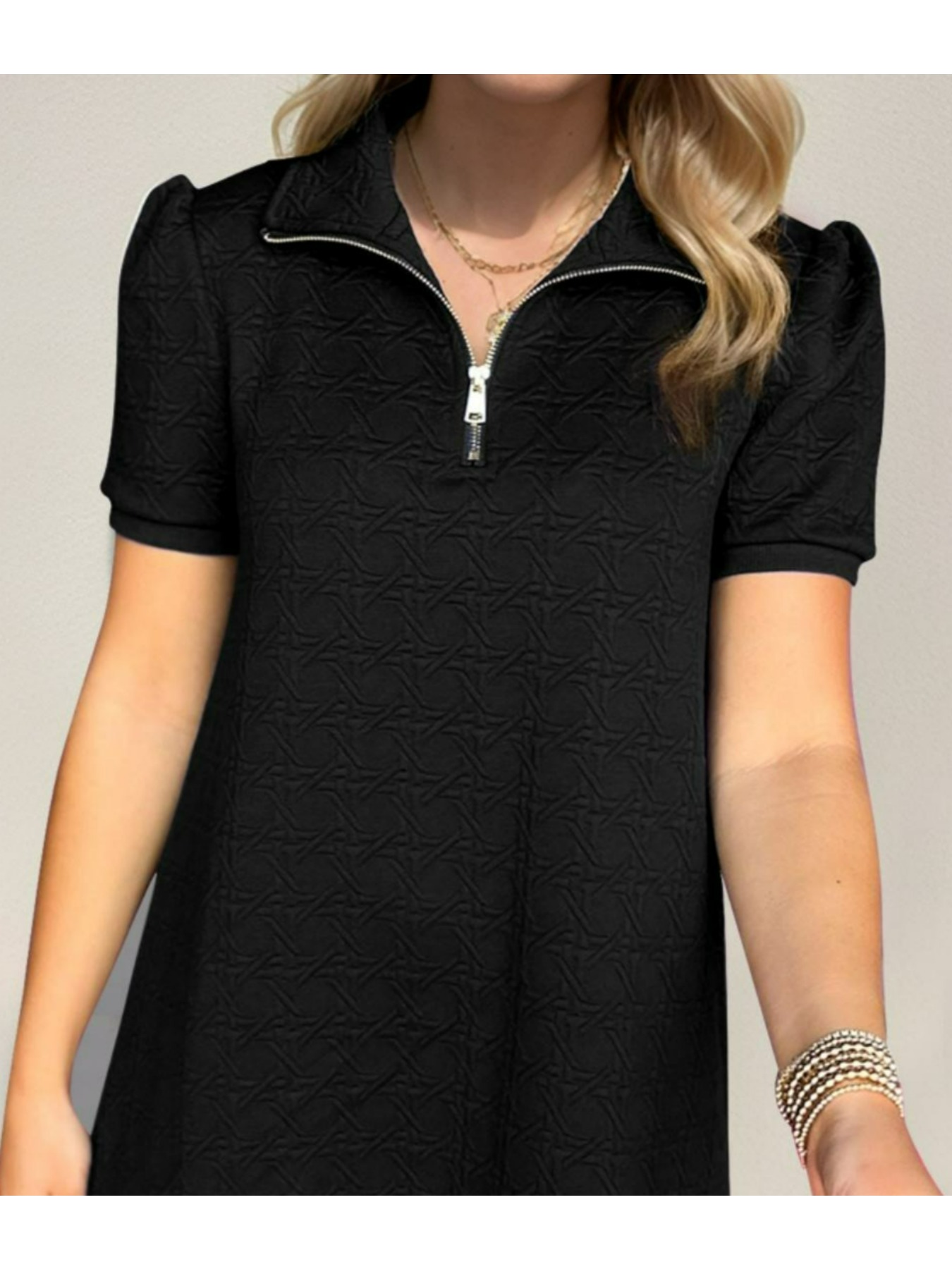 womens quarter zip textured pattern swing dress - Temu