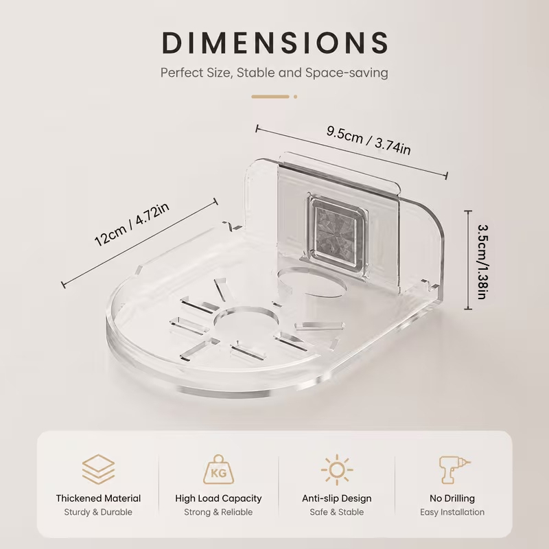 TEMU JOOAN Support Mural Transparent en Acrylique pour Caméra, Plateau de Moniteur Auto-Adhésif Perçage, Support de Caméra de Sécurité Mural Non