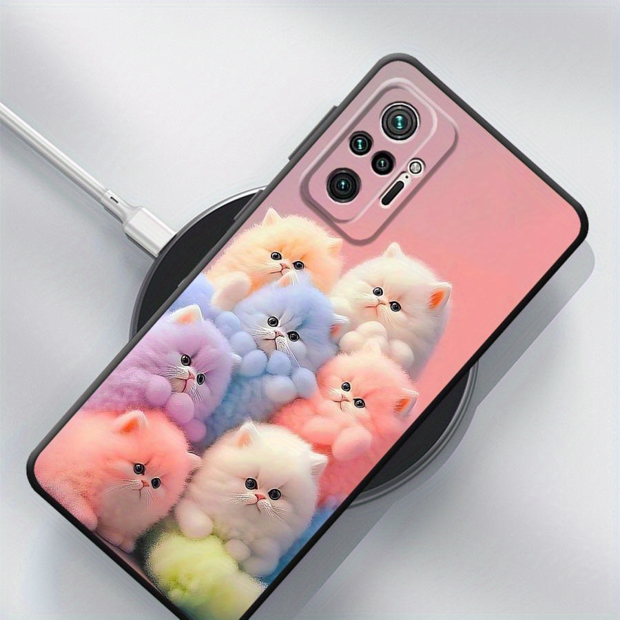 TEMU Cute Colorful Cat Tpu Coque Phone Case For Xiaomi For Redmi Note 10 9 8t 9t 9s 14 Pro+ 12 10s 11 11s 8 12s 13 11pro 12pro 13pro 7