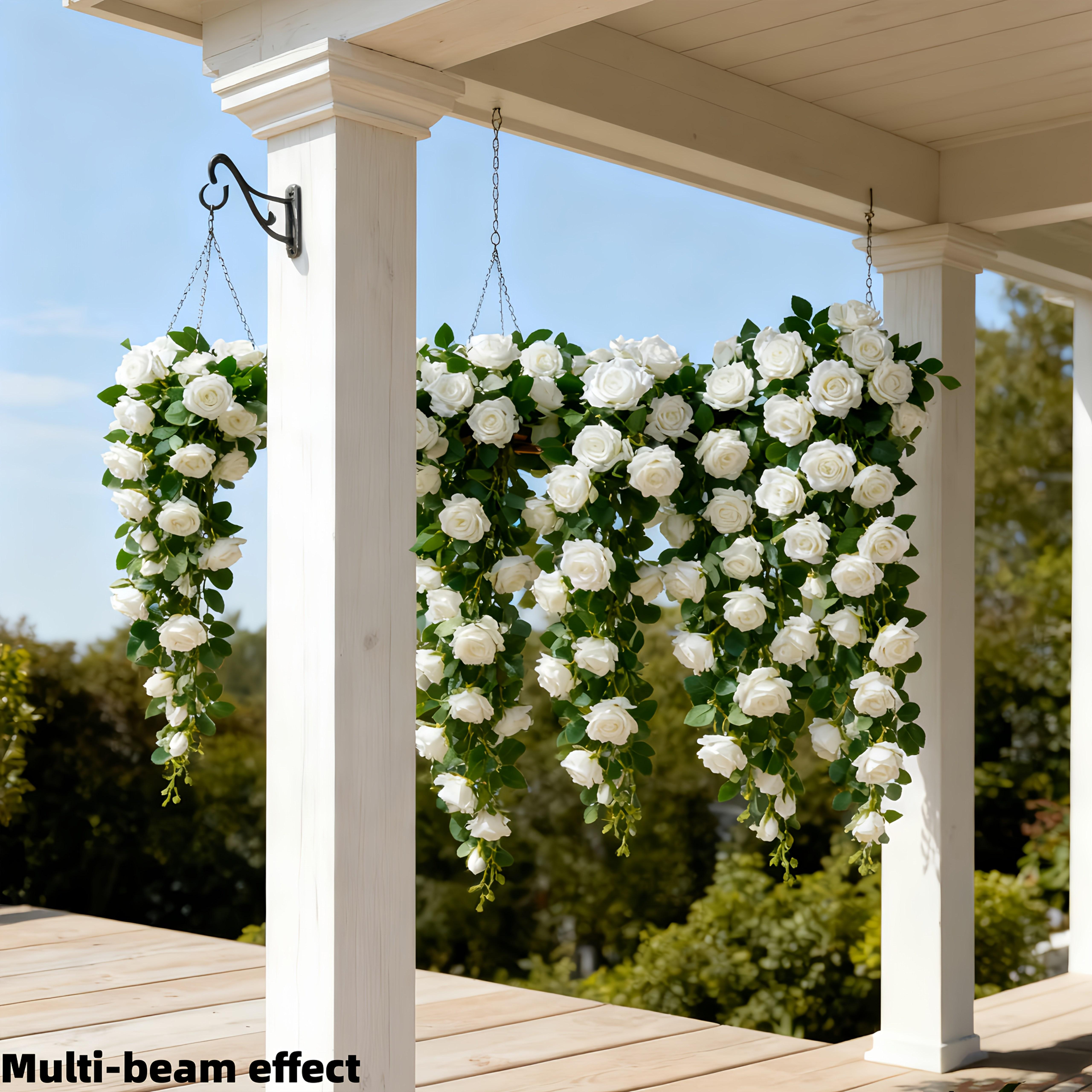 TEMU 2pcs Set- High-end Artificial Hanging Rose Flower Decoration Realistic Plastic Drapes For Walls,, Rooms, Gardens, Weddings, And Spring Decorations, Boho Style