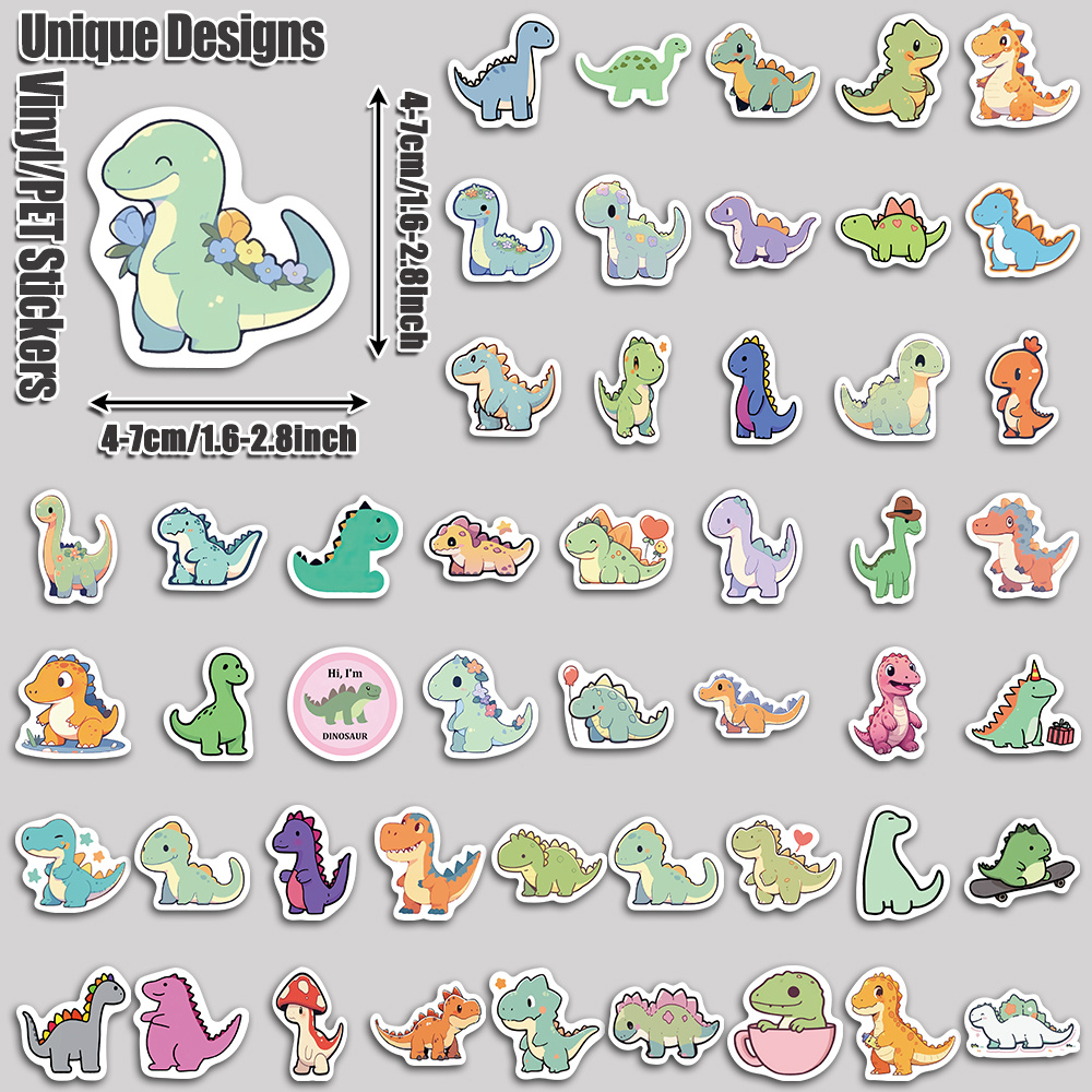 TEMU Lot de 100 autocollants esthétiques pour tablette sur le thème des dinosaures à pattes courtes, parfaits pour les fêtes d'année, les