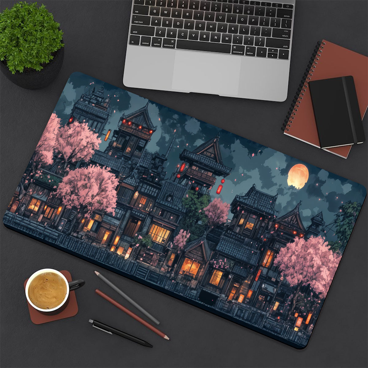 TEMU 1pc Tapis de Bureau Anime Japonais & Scène - Tapis de Souris Gaming Antidérapant XL/XXL avec Base en Caoutchouc, Impression HD Motif Japonais