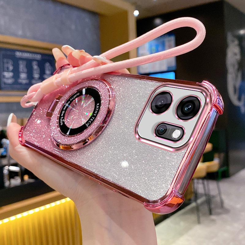 TEMU Phone Case: Suitable For Oppo Reno14f, Luxury Electroplated Design Phone Case With Creative Stand, Shockproof Protective Cover, And Adjustable