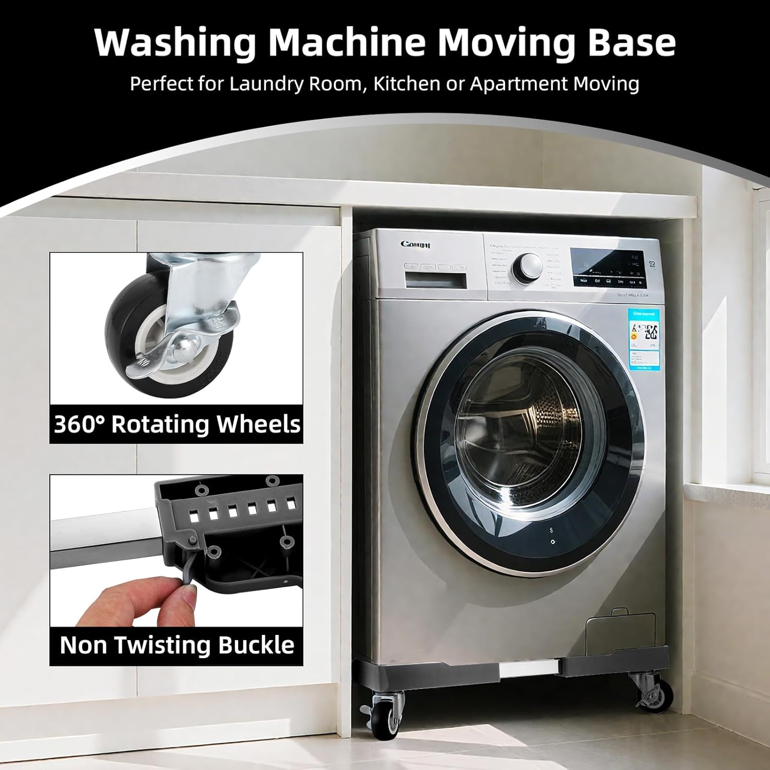 heavy duty metal washing machine stand with wheels adjustable furniture   suitable for moving washing machines furniture refrigerators and dryers Product details 2