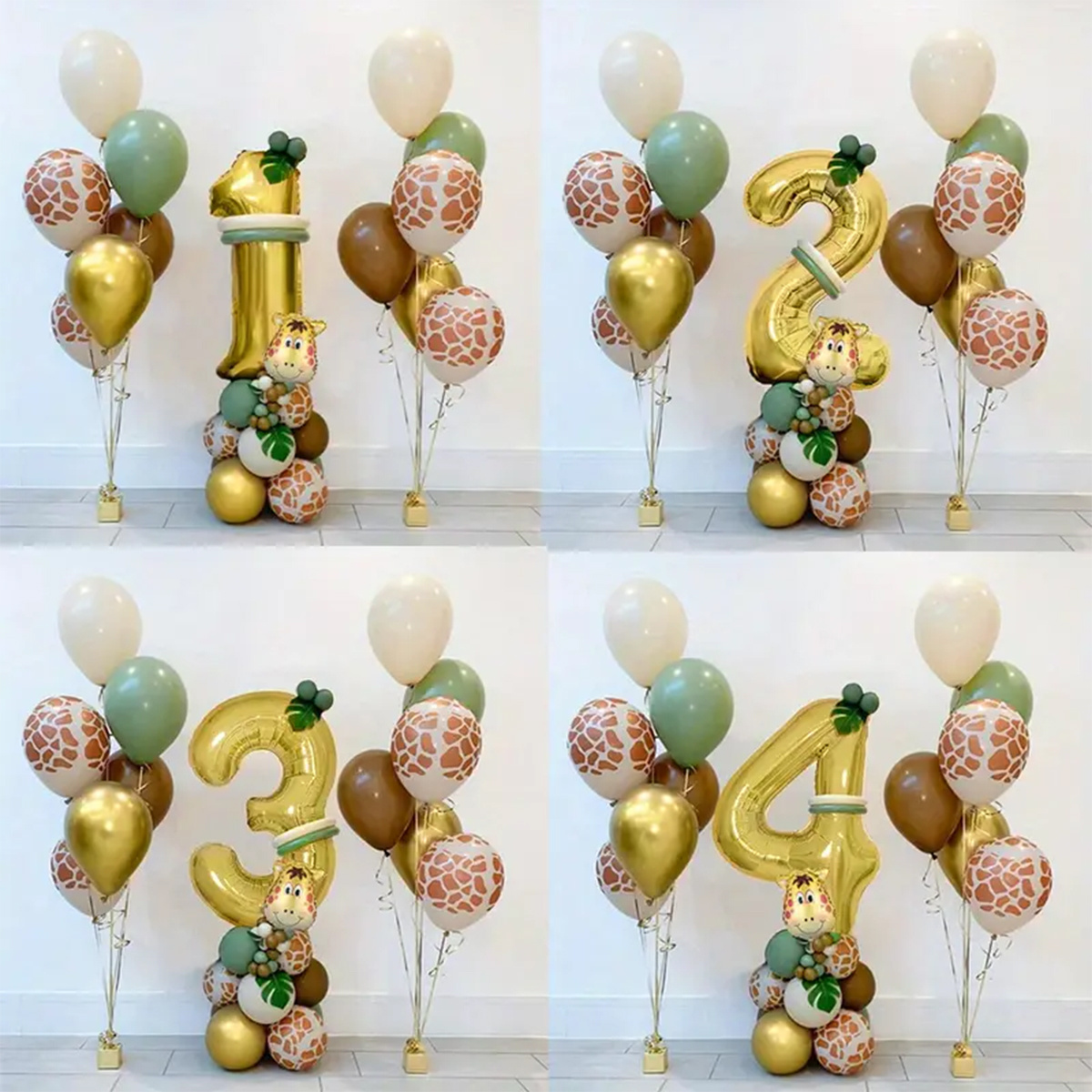 

Giraffe 30pcs Animal Balloons Sets Gold Large Numbers Balloons Jungle Balloons For Animal Themed Birthday Party Decorations Shower Supplies