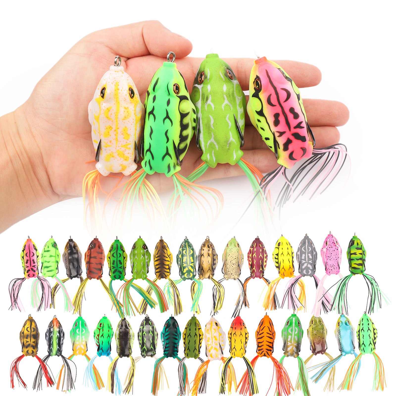 50/30pcs Frog Lure Ray Frog Topwater Soft Bait Double-hook Rana Lure, A Fake Bait That Living Creatures For Outdoor Fishing, A Fishing Decoy