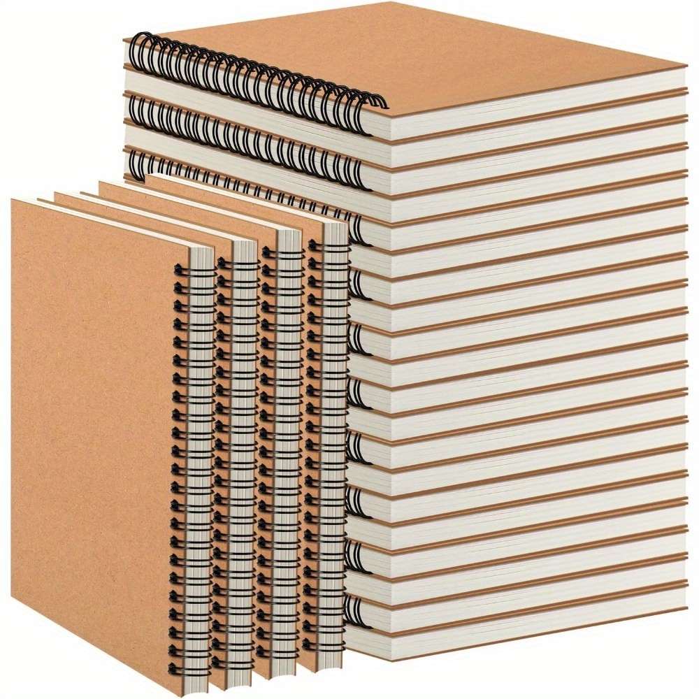 6 24 pack a5 spiral notebooks journal with   cover 5x8 inches ruled lined paper for work sketches study notes taking gifts brown 0