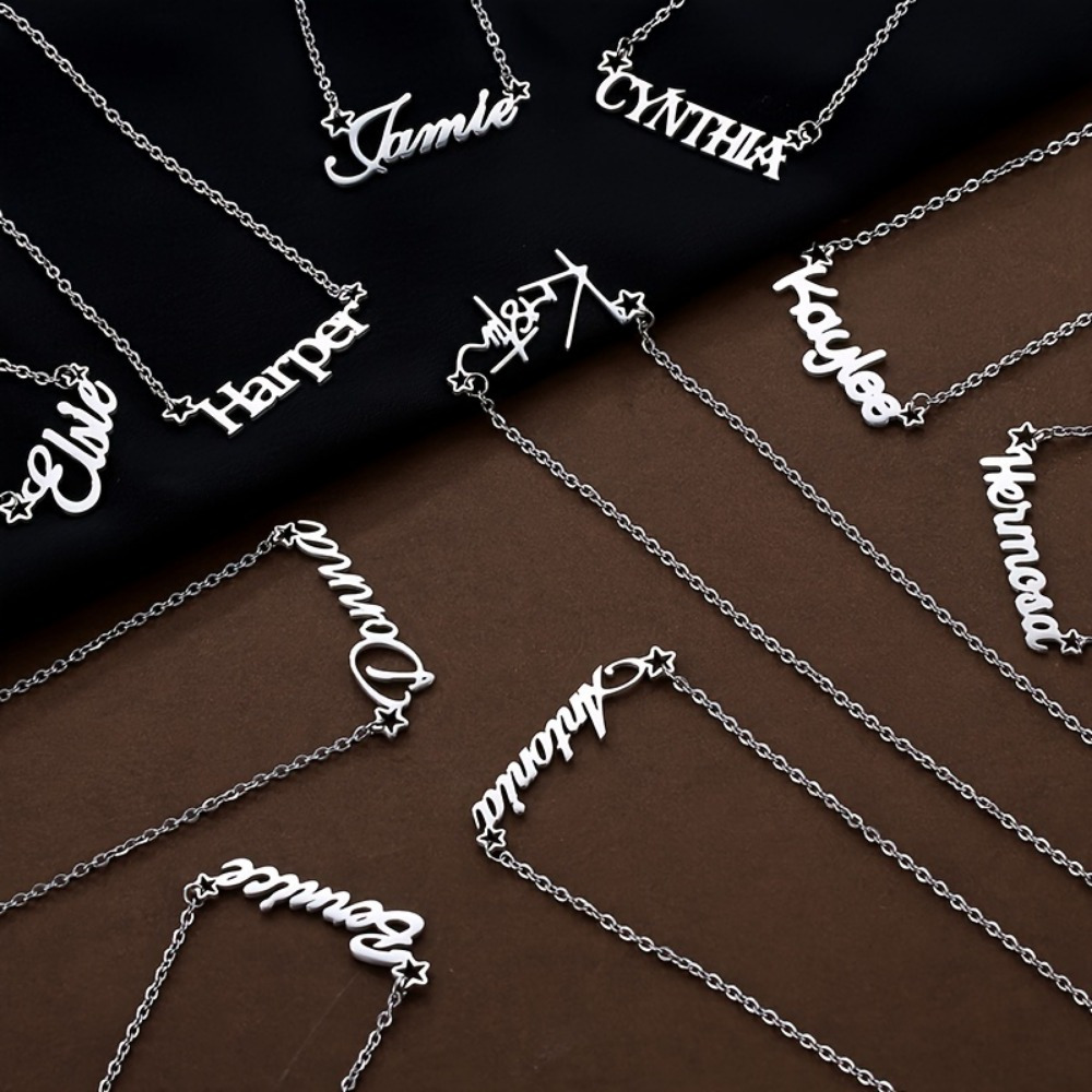 TEMU Personalized Women's Name Necklace, Custom Handwritten Stainless Steel Pendant, Fashion Jewelry, Birthday Gift, Family Holiday Gift