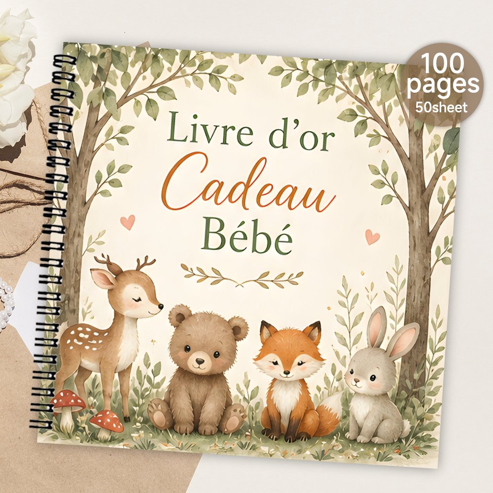 TEMU 'or 1 pièce, pages vierges, 'or avec animaux de , livre de signature pour invités, livre de messages, livre de , album souvenir, livre de ,