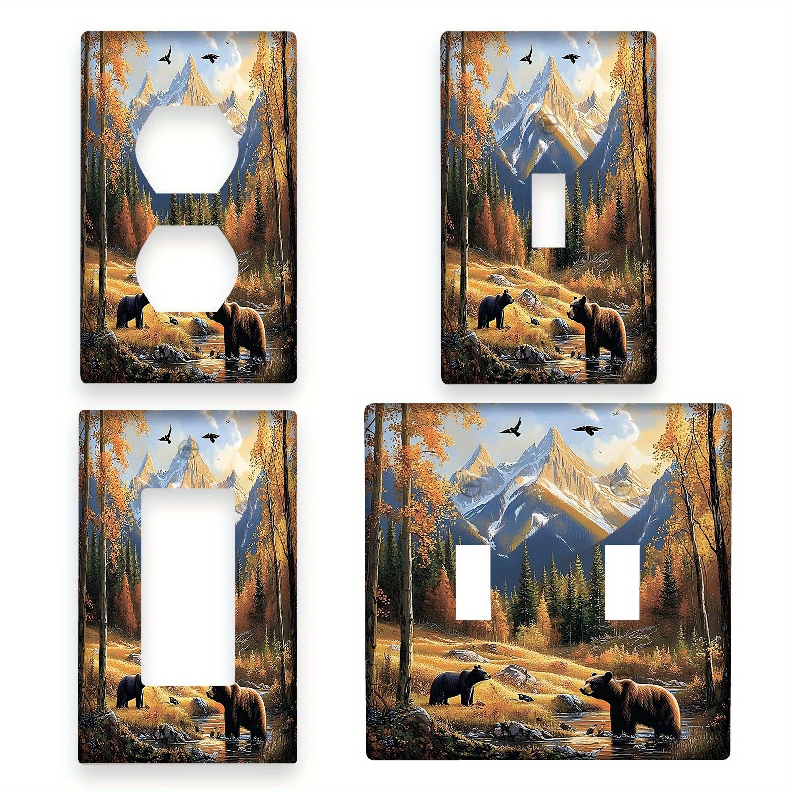 

[1pc Light Switch Cover] 1pc Scenery Light Switch Cover, 1gang/2gang Decorative Wall Plate, No Power Needed, Ideal For Country Bathroom, Bedroom, Living Room Decor