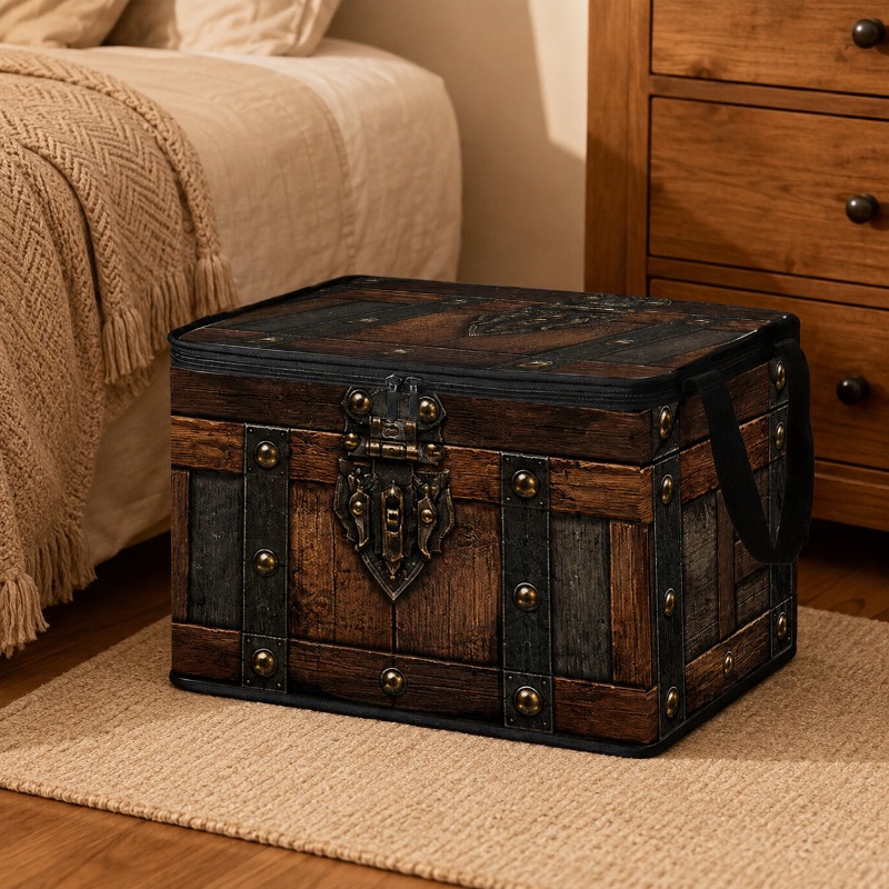 TEMU Retro-style 2d Printed Storage Box For Organizing Items In Study, Living Room, Bedroom, Entranceway, Etc. It Can Hold Photo Albums, Clothes,