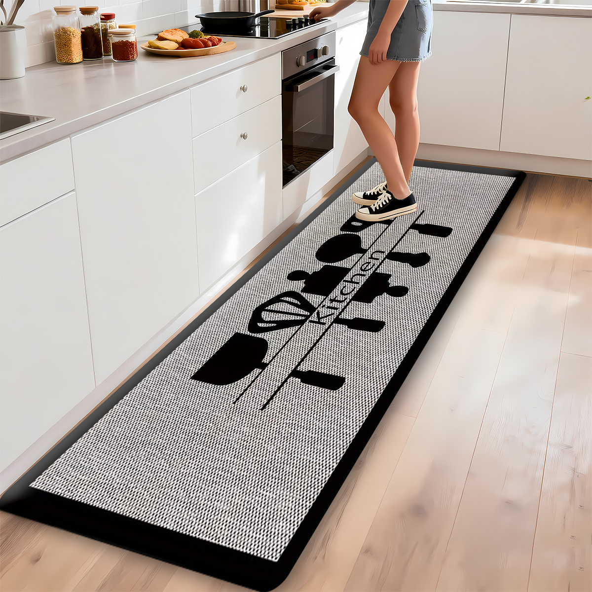 TEMU Kitchen Mat, Suitable For Bedroom, Study, Entrance Rug, Door Mat, Fleece Carpet, Fleece Kitchen Mat, Indoor Home Decor Carpet, Kitchen Decor,