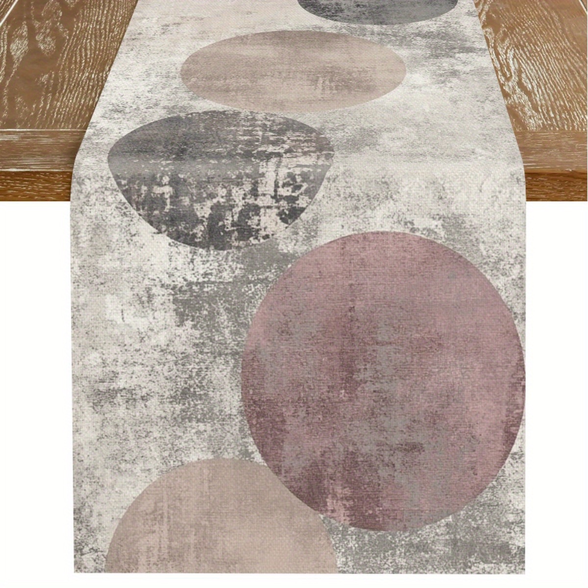 1pc Nordic Style Easy Geometric Pattern Table Runner Tablecloth Table Runner Fabric Table Runner Tablecloth Table Runner Track Decoration Essential Fashion Grey Pink Round Design Warm Bedroom Bedding