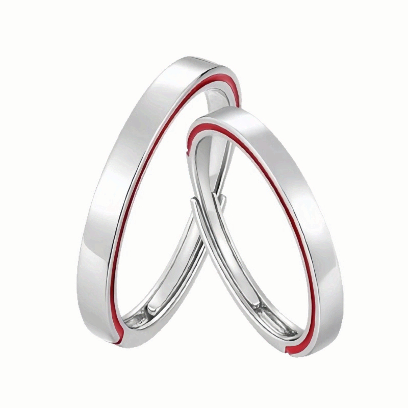 TEMU 1 Paire de Bague 2026 Nouvelle Corde Rouge Façonneuse de Couple, Simple, , Élégante et Polyvalente, Bague Unie en Résine Époxy, Adaptée au Port
