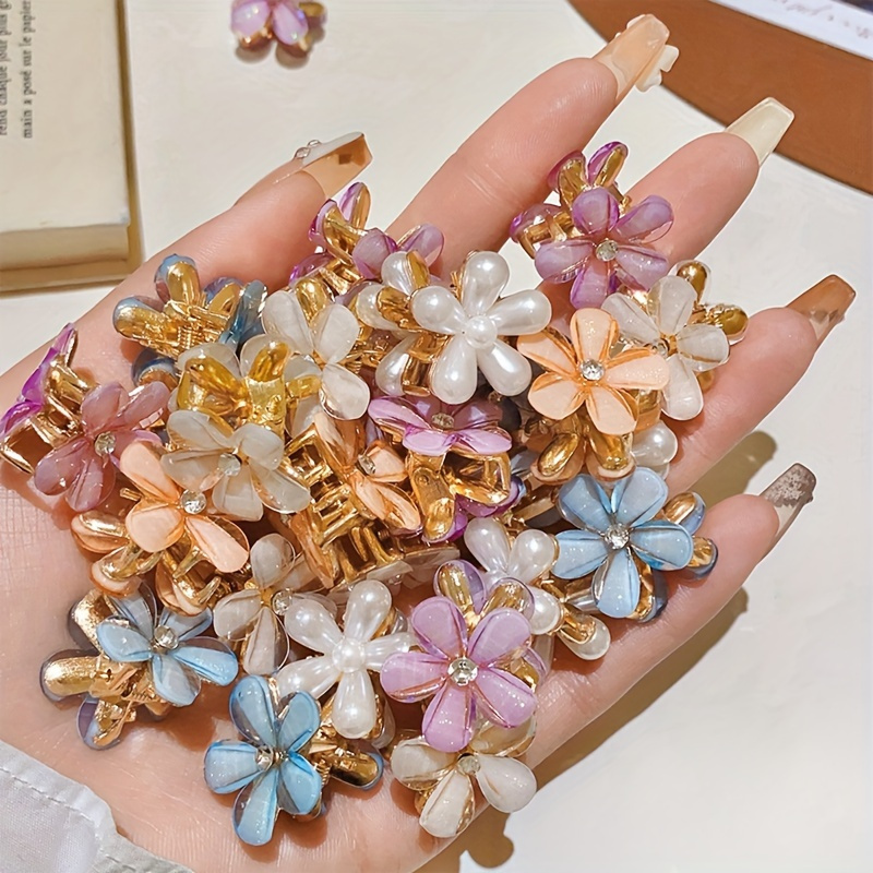 11pcs elegant alloy flower hair clips mixed color small hair - Temu