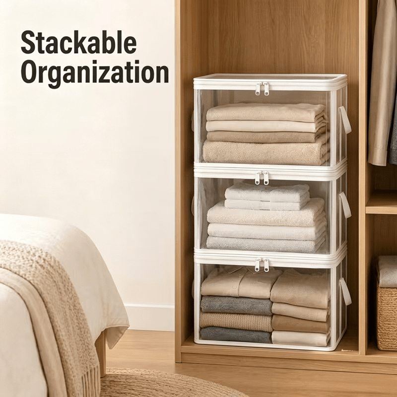 White Transparent Thick Plastic Storage Box with Hinged Lid