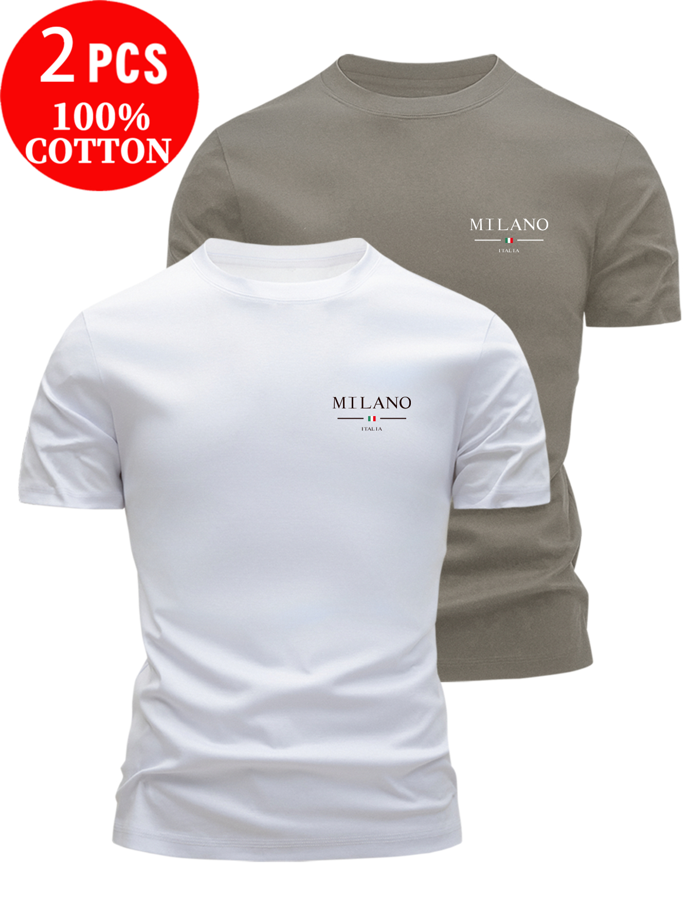 item picture set of 2 mens t shirts made of 100 lightweight short sleeve tops for summer trendy and stylish   fit breathable casual undershirts with a easy letter print and   elegant urban style