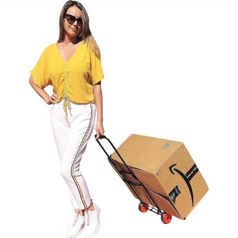 ISOP Heavy-Duty Folding Shopping Cart Dolly with 2 Swivel Wheels - Lightweight Portable Utility Trolley, Foldable Design, Sturdy Construction for Grocery, Warehouse, Office, Home - Space-Saving Heavy Loads, Warehouse Equipment, Compact Storage, Durable Plastic, Office Workers