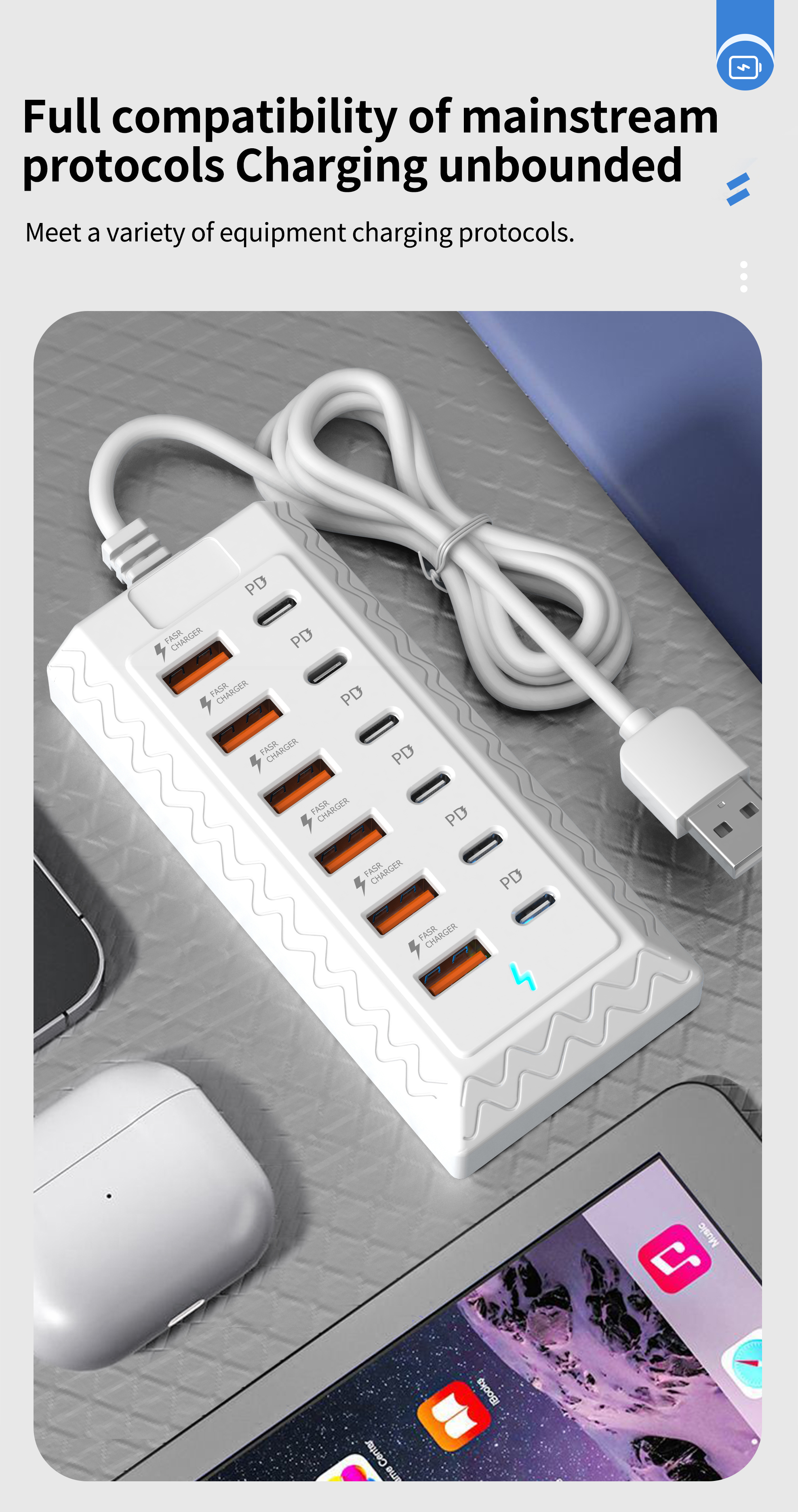 12-In-1 Quick Charging Dock | 6 USB And 6 Type-C Ports, 12-Port Simultaneous Charging Hub | Multi-Device Adapter | Reliable Power Source | Travel And Office Charging Solution | Gifts for Thanksgiving, Christmas, And Valentine'S Day