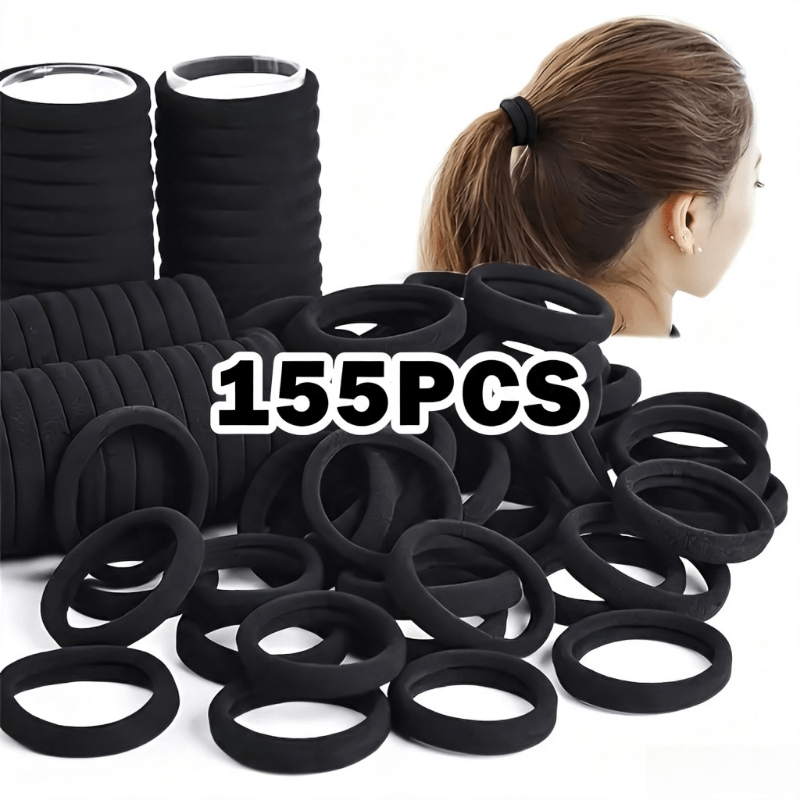 TEMU Lot de 155 élastiques à cheveux, bandeaux couture à haute élasticité, de style simple et . Convient pour les cheveux , les chignons et des