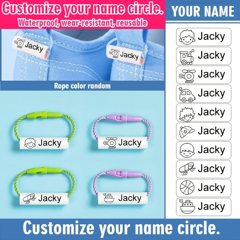 TEMU 25/35/45pcs Custom Name Tags Suitable For School, Office, & Events - Name Stickers, Lanyards, Badge Holders With Your Own Text/ For Clothing,